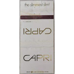 Vintage Matchbook Cover Capri Slim Cigarettes 1988 Slimmest Slim B&W Tobacco Co
